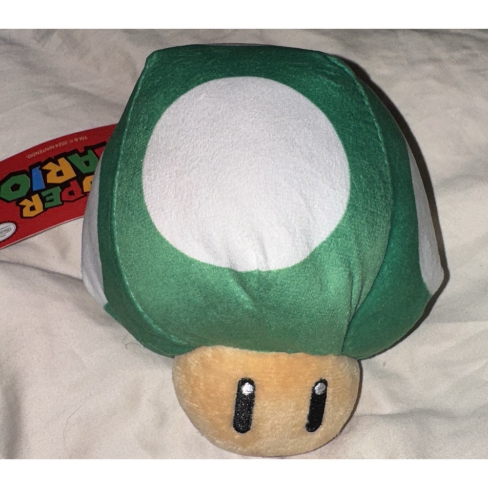 Nintendo Super Mario Green 1-Up Mushroom Plush 5 Inch‎ NWT